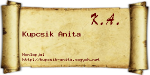 Kupcsik Anita névjegykártya